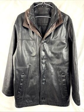 Profilo Genuine Leather Jacket Pebbled Two-toned Collar Men's Size S Small